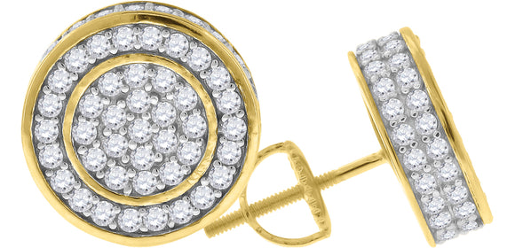 925 Sterling Silver Yellow-tone Unisex Cubic Zirconia Round Stud Earrings
