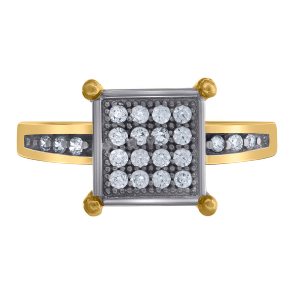 10kt Two-tone Gold Womens Cubic Zirconia Square Head Engagement Ring
