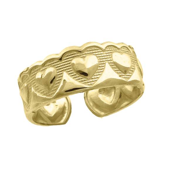 10kt Yellow Gold Womens Heart Textured Toe Ring