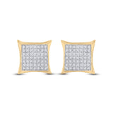 10kt Yellow Gold Womens Round Diamond Kite Square Earrings 1/3 Cttw