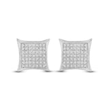 10kt White Gold Womens Round Diamond Kite Square Earrings 1/3 Cttw