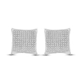 10kt White Gold Womens Round Diamond Kite Cluster Earrings 3/4 Cttw