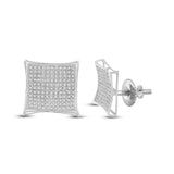 10kt White Gold Womens Round Diamond Kite Cluster Earrings 3/4 Cttw