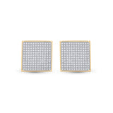 10kt Yellow Gold Womens Round Diamond Square Earrings 7/8 Cttw