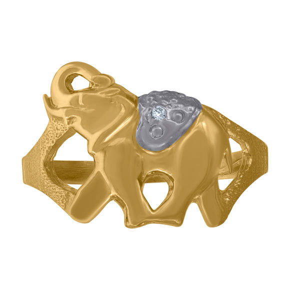 10kt Two-tone Gold Womens Textured Elephant Ring