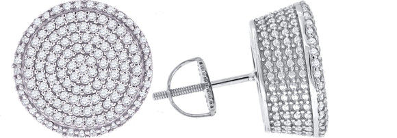 925 Sterling Silver Womens Cubic Zirconia Round Stud Earrings