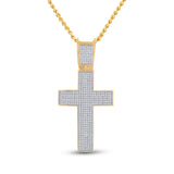 10kt Yellow Gold Mens Round Diamond Cross Charm Pendant 1 Cttw