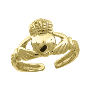 10kt Yellow Gold Womens Textured Claddagh Toe Ring