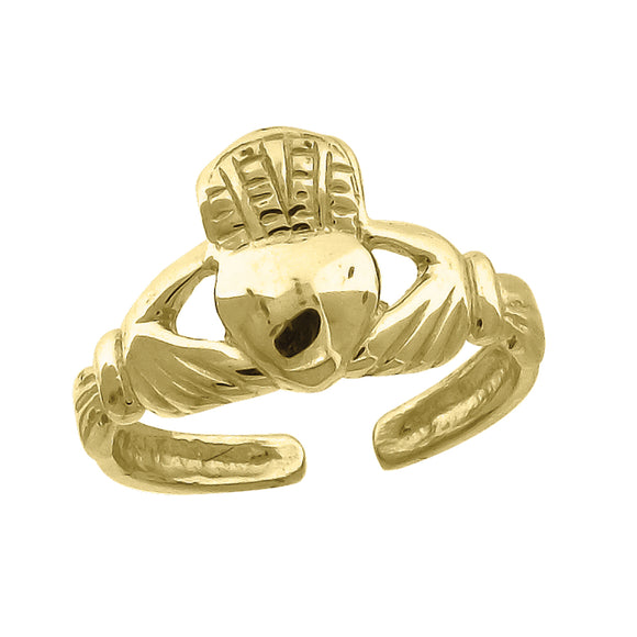 10kt Yellow Gold Womens Textured Claddagh Toe Ring