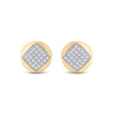 10kt Yellow Gold Womens Round Diamond Cluster Earrings 1/6 Cttw