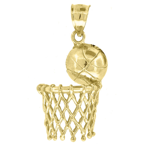 10kt Yellow Gold Mens Basketball Sports Charm Pendant