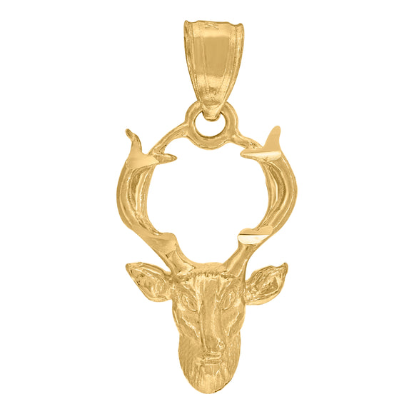 10kt Yellow Gold Womens Mens Unisex Deer Head Charm Pendant