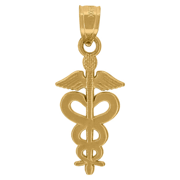 10kt Yellow Gold Diamond-cut Unisex Registered Nurse Ht:22.8mm x W:9.3mm Badge Charm Pendant