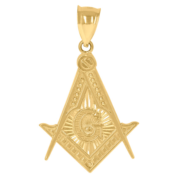 10KT Two-Tone Gold Mens Masonic Freemasonry Occupation Charm Pendant