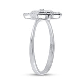 10kt White Gold Womens Round Diamond Geometric Fashion Ring 1/20 Cttw