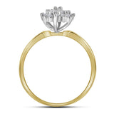 10kt Yellow Gold Womens Round Diamond Oval Cluster Ring 1/4 Cttw