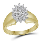 10kt Yellow Gold Womens Round Diamond Oval Cluster Ring 1/4 Cttw