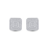10kt White Gold Womens Round Diamond Square Earrings 1/6 Cttw