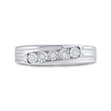 10kt White Gold Mens Round Diamond 5-Stone Band Ring 1/10 Cttw