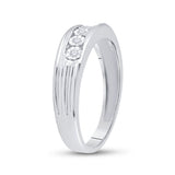 10kt White Gold Mens Round Diamond 5-Stone Band Ring 1/10 Cttw