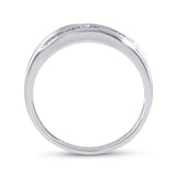 10kt White Gold Mens Round Diamond 5-Stone Band Ring 1/10 Cttw