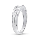 10kt White Gold Mens Round Diamond 5-Stone Band Ring 1/10 Cttw