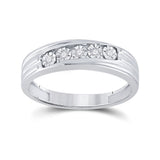 10kt White Gold Mens Round Diamond 5-Stone Band Ring 1/10 Cttw