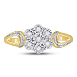 Yellow-tone Sterling Silver Womens Round Diamond Flower Cluster Ring 1/10 Cttw