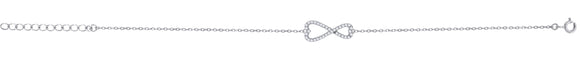 925 Sterling Silver Women Cubic Zirconia Rolo Link Infinity Love Bracelet