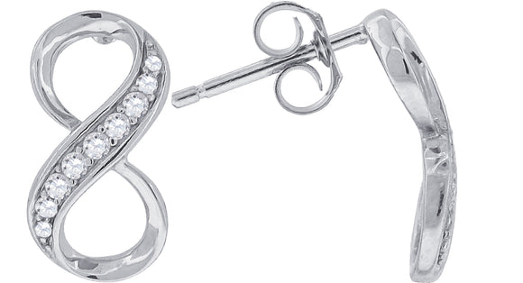 925 Sterling Silver Womens Cubic Zirconia Infinity Stud Earrings