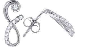 925 Sterling Silver Womens Cubic Zirconia Abstract Stud Earrings