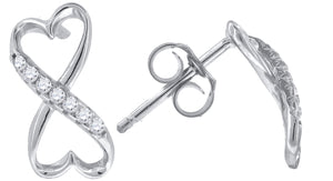 925 Sterling Silver Womens Cubic Zirconia Infinity Stud Earrings