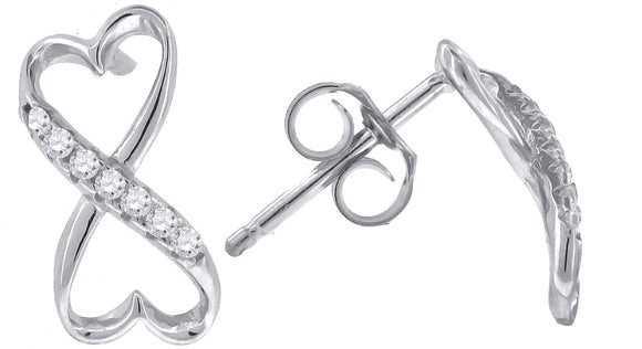 925 Sterling Silver Womens Cubic Zirconia Infinity Stud Earrings