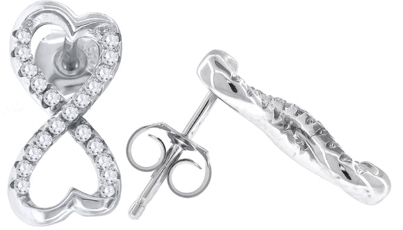 925 Sterling Silver Womens Cubic Zirconia Infinity Stud Earrings