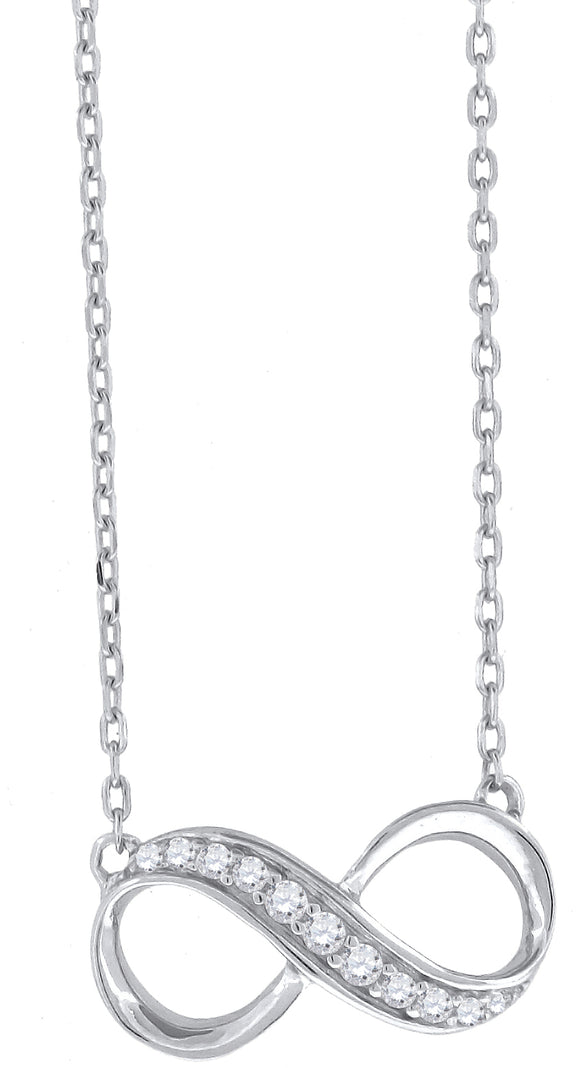 925 Sterling Silver Women Cubic Zirconia Rolo Link Infinity Necklace