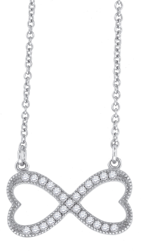 925 Sterling Silver Women Cubic Zirconia Rolo Link Infinity Necklace