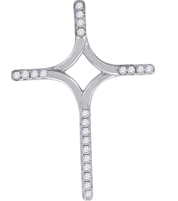 925 Sterling Silver Womens Cubic Zirconia Cross Religious Charm Pendant