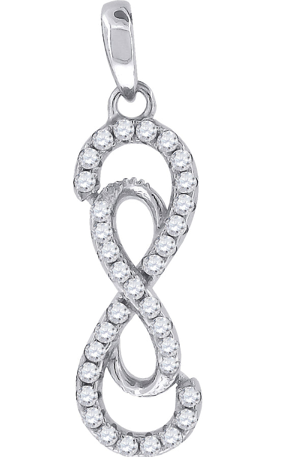 925 Sterling Silver Womens Cubic Zirconia Infinity Charm Pendant