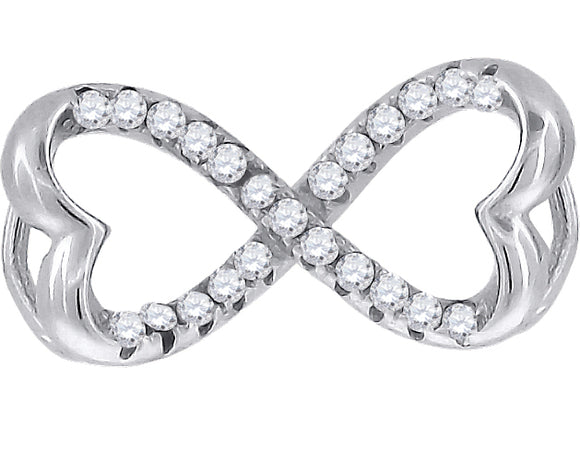 925 Sterling Silver Womens Cubic Zirconia Infinity Heart Charm Pendant