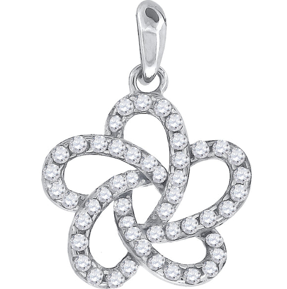 925 Sterling Silver Womens Cubic Zirconia Flower Charm Pendant