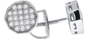 925 Sterling Silver Unisex Cubic Zirconia Round Stud Earrings