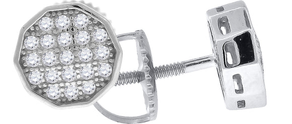 925 Sterling Silver Unisex Cubic Zirconia Round Stud Earrings