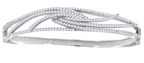 925 Sterling Silver Women Micropave Cubic Zirconia Fashion Bangle