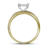 10kt Yellow Gold His Hers Round Diamond Cluster Matching Wedding Set 1/3 Cttw
