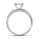 10kt White Gold His Hers Round Diamond Oval Matching Wedding Set 1/3 Cttw