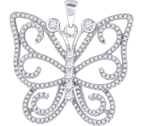 925 Sterling Silver Womens Cubic Zirconia Butterfly Charm Pendant