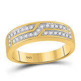 10kt Yellow Gold His Hers Round Diamond Square Matching Wedding Set 1/2 Cttw
