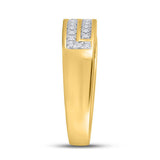 10kt Yellow Gold His Hers Round Diamond Square Matching Wedding Set 1/2 Cttw