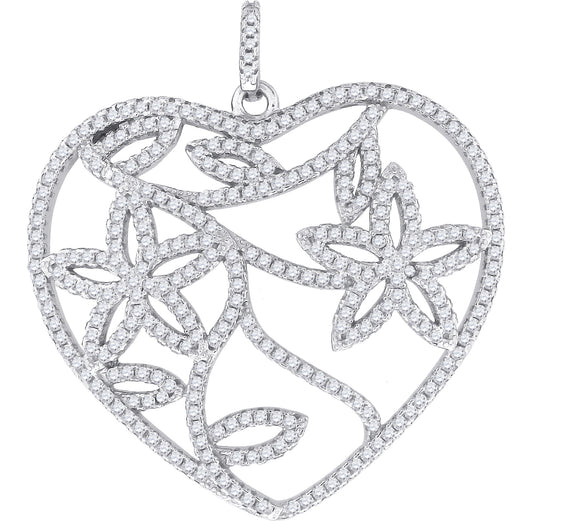 925 Sterling Silver Womens Cubic-Zirconia Nature Motif Charm Pendant