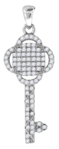925 Sterling Silver Womens CZ Key Charm Pendant